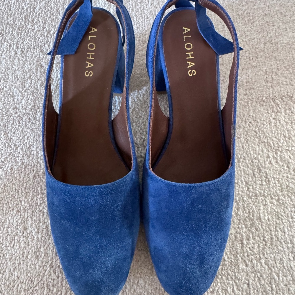 ALOHAS Blue Suede Heels - Picture 3 of 5